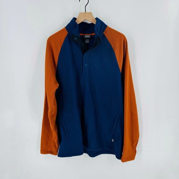 Outdoor Research Mens XL Blue Orange Fleece Pullover Snap Neck Thermal Waffle - Picture 5 of 5